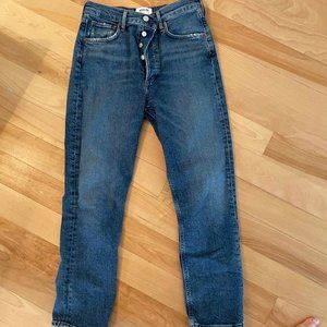 Agolde Riley High Rise Straight Crop in Silence Sz 27